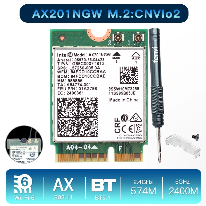 Dual-Band-2400Mbps-Wireless-Wi-Fi-6-Intel-AX201-For-Bluetooth-5-0-NGFF ...