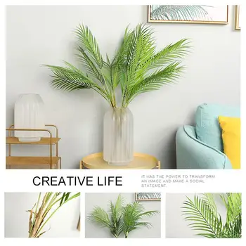 

Tail Sunflower Leaf 6 Leaves Wreath Wedding Photo Props Artifical Palm Leaf Nordic Fake Plant Restaurant Elegant Office Hotel