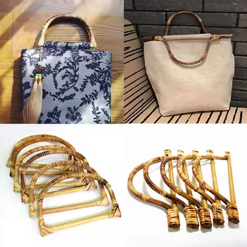 

1PC D Shape Hanger Type Wood Bamboo Handle for Handmade Handbag DIY Tote Bag Purse Frame Removeable Bag Hanger