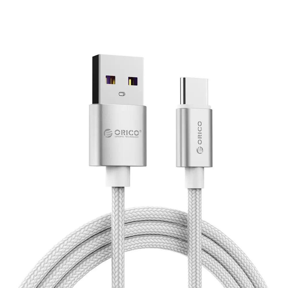 Orico 5А usb type-C кабель для huawei mate 20 10 Pro P30 P20 Мобильный телефон USBC Быстрая зарядка USB-C Быстрая зарядка кабель для Xiaomi - Цвет: Серебристый