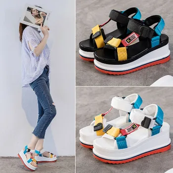 

Sandals women's casual shoes women's flat shoes women's small white shoes women's leather thick soled shoes nylon buckle shoes