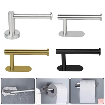 

Toilet Paper Holder Stainless Steel Self-adhesive Wall Toilet Roll Hanger Bar Bathroom Lavatory Dispenser