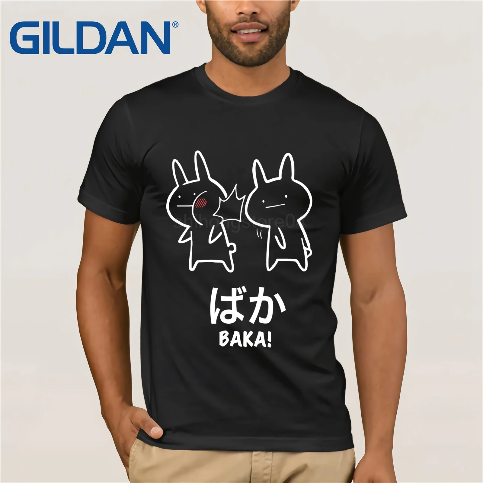 Забавная рубашка с изображением аниме Baka Rabbit Slap-японская футболка Новинка крутые