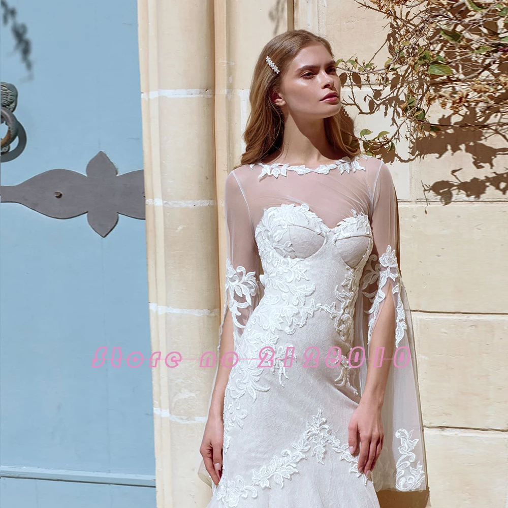 Сделанное на заказ свадебное платье Русалка Robe De Mariee Sirene с коротким рукавом и аппликацией Кружева Труба Свадебные платья Али Китай