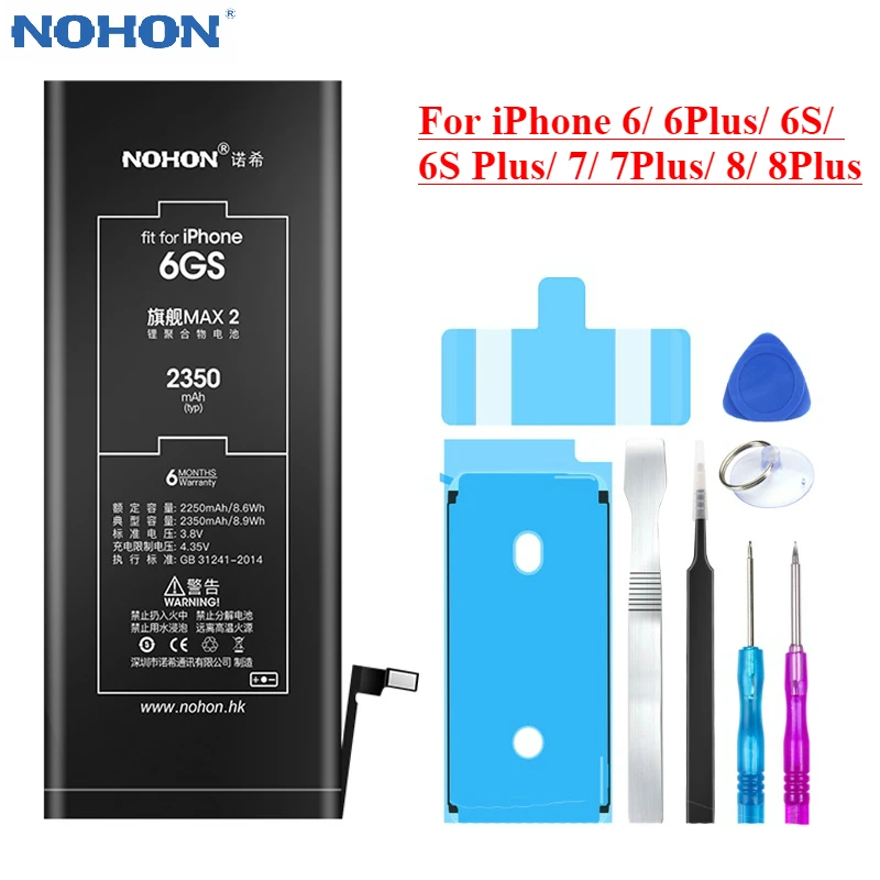 Оригинальный аккумулятор NOHON для iPhone 6S 6 7 8 Plus большой емкости 6|Аккумуляторы