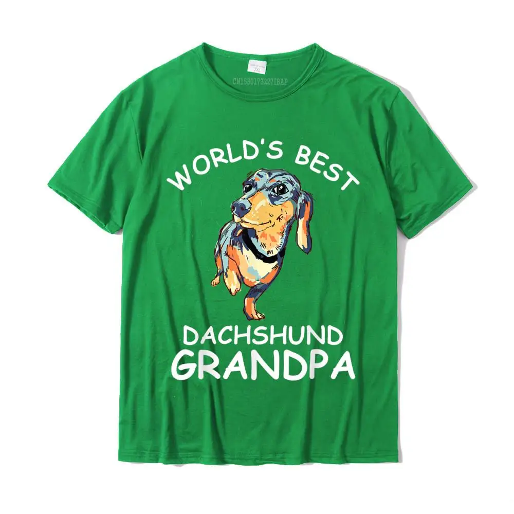 Summer Cotton Fabric Tops Tees for Men Normal Tshirts Printed On Graphic O Neck Tops T Shirt Short Sleeve Free Shipping World's Best Dachshund Grandpa Funny Granddog Dog Lover Cute T-Shirt__MZ23738 green