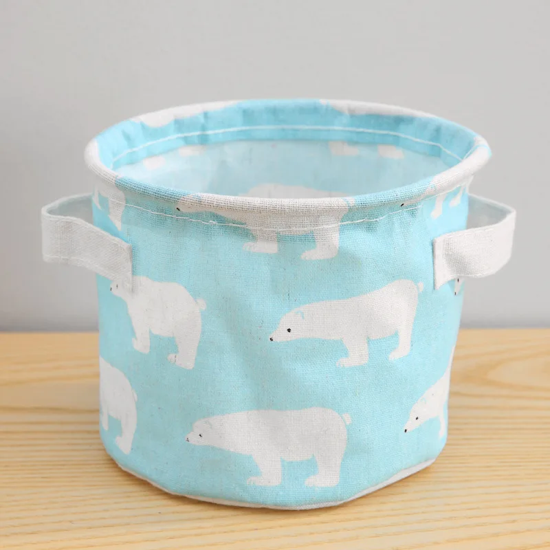 Flamingo Storage Basket Laundry Basket Organization Folding Toy Desk Cotton Linen with Handle Dirty Clothes Sundries Organizer