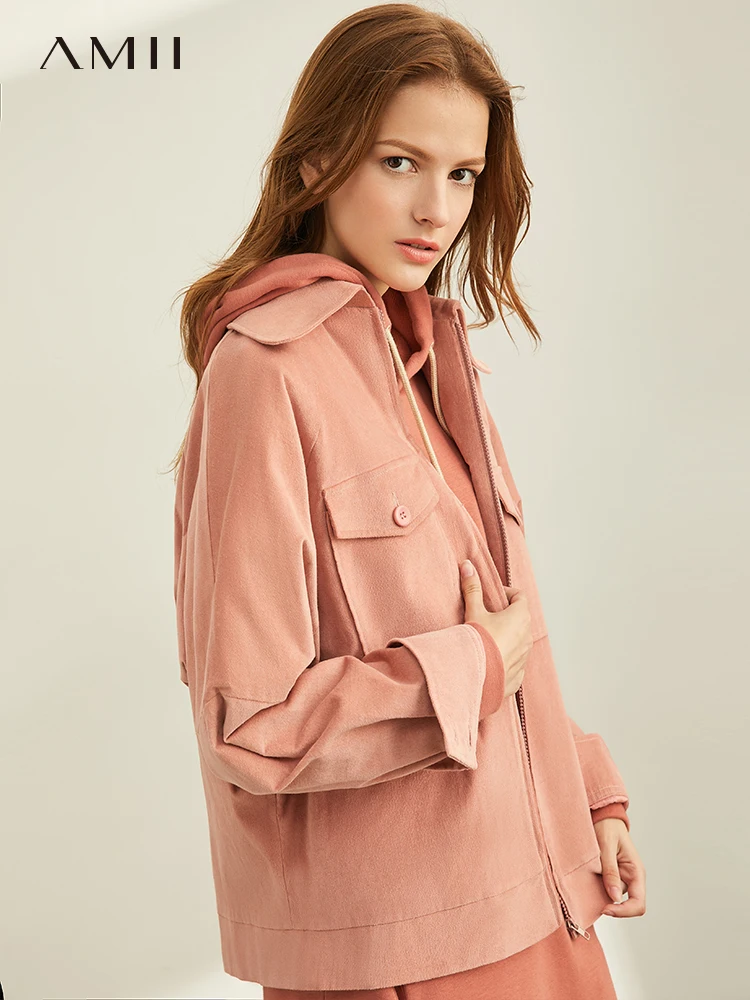 

Amii minimalist fashion foreign style frock coat women 2019 autumn new loose lapel raglan leisure jacket