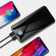 20000mAh Portable Power Dual USB Type-C Output Digital Display Mobile Power Bank Fast Charge Poverbank For iPhone Black