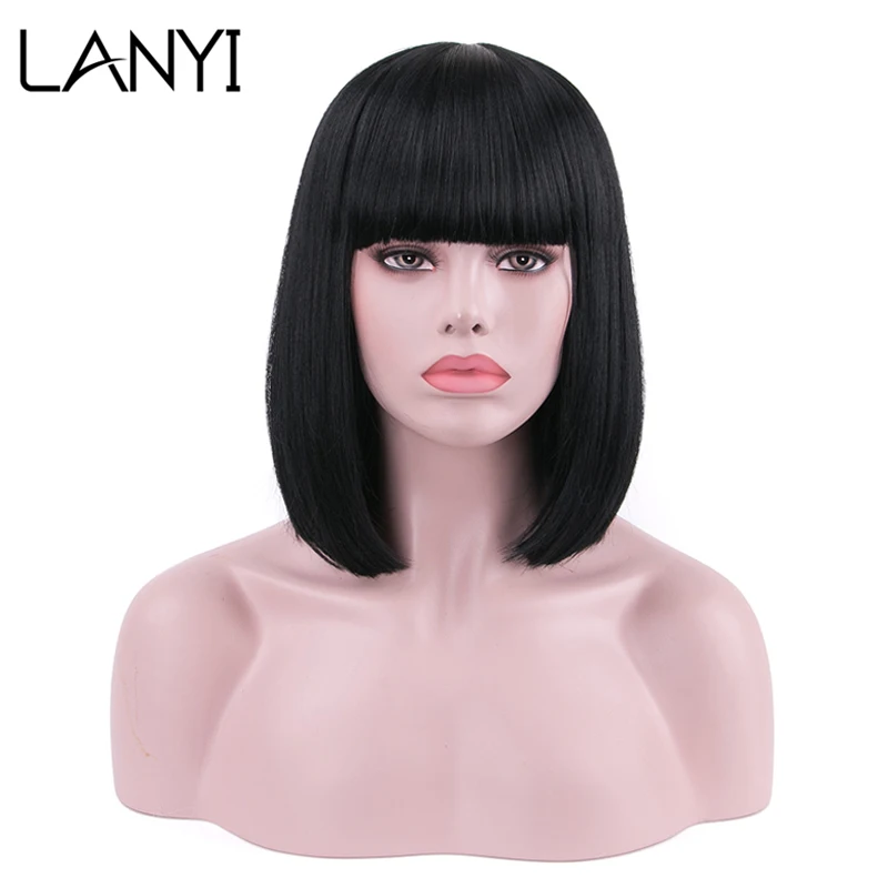 Peruca de Cosplay Peruca de Cabelo Curto para Mulheres com Franja Polegada Sintético 13.5