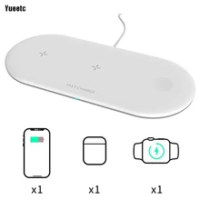 3 в 1 10 Вт Беспроводная зарядная станция Подставка для iPhone Apple Watch Airpods зарядная док-станция Беспроводная зарядка