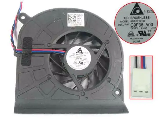 Delta Electronics KDB0712HB-J114 0C9F36 DC 12V 0.45A 3-жильный Сервер вентилятор охлаждения