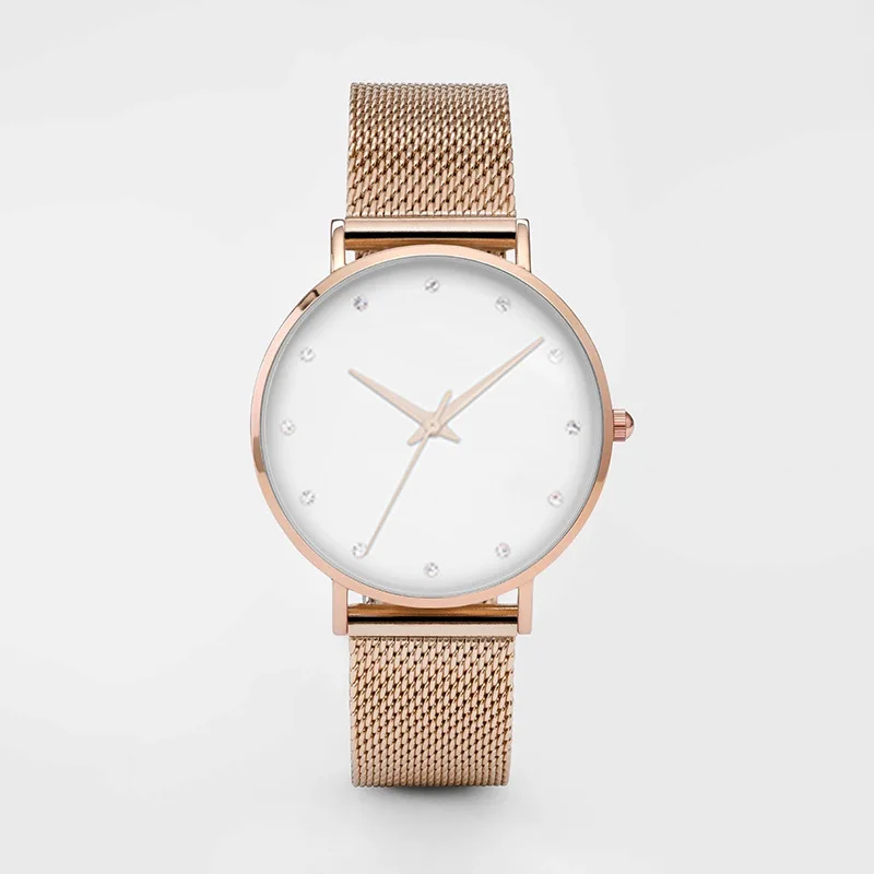 

New Style Non-Logo Diamond Set Ladies' Watch Fashion Elegant Rose Gold Alloy Mesh Belt Quartz Fashion Watch Women's