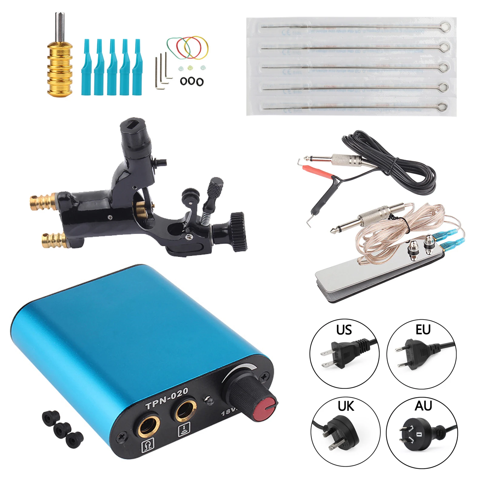 Artudatech Beginner Complete Rotary Tattoo Machine Kit with 3RL 3RT Power Footpedal Accessory Supply New | Красота и здоровье