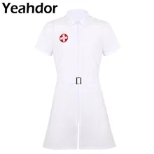 Мужской костюм для взрослых на Хеллоуин, медицинский костюм доктора, отложной воротник, короткий рукав, на молнии, для медсестры, маскарадное платье с поясом