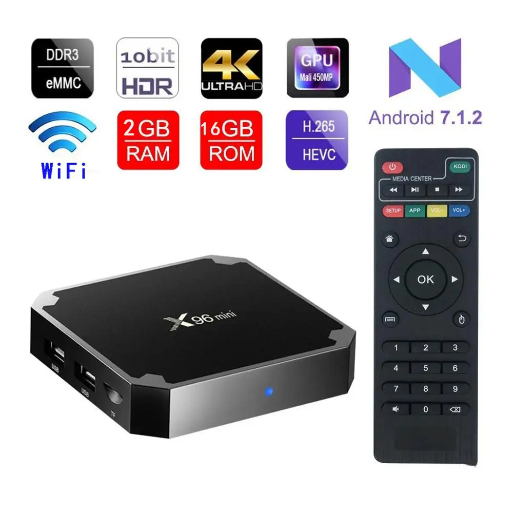 X96 Мини Смарт ТВ приставка Android 7,1 2 Гб 16 Гб Amlogic S905W четырехъядерный WiFi Google плеер Youtube Netflix медиаплеер телеприставка