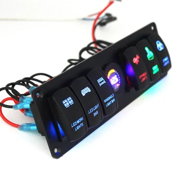 

Universal ATV Marine Boat 6 Gang Circuit Breakers LED Rocker Switch Panel