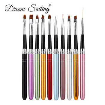 

10 pcs/set Nail Art Acrylic UV Gel Extension Builder Painting Nail Brush Lines Liner Pattern Drawing Pen Manicure Tool Salon