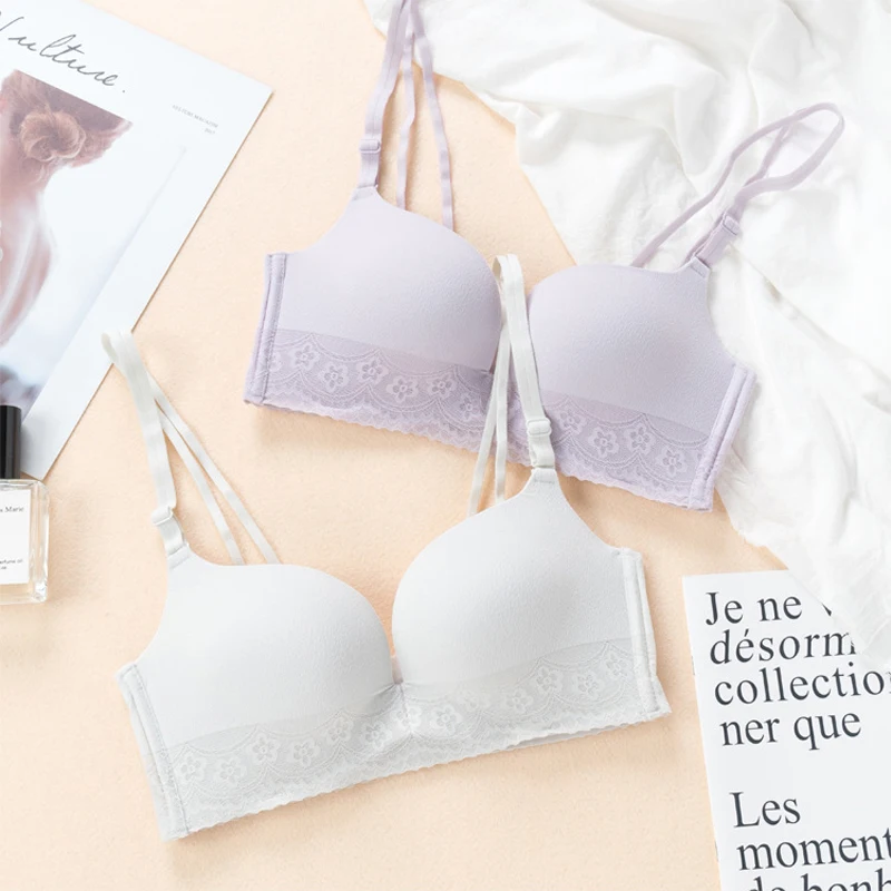 

Roseheart New Women Fashion Black Skin Purple Wireless Padded Bras Push Up Wire Free Sexy One-Piece Bra Bralette Plus Size A B