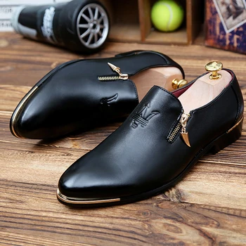 

Loafers for Men Slip on Zip Casual Shoes Leather Moccasin Lazy Shoes