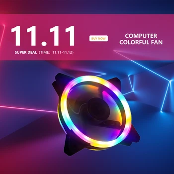 

12cm Dual Aurora Dual Aperture Fan RGB Case Fan Pc Case Fan Glare Coolercase Verstelbare Computer Koelventilator