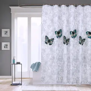 

Elegant Butterfly Decor Bath Screens Easy To Clean Home Mildew Resistant Quality Polyester Shower Curtain