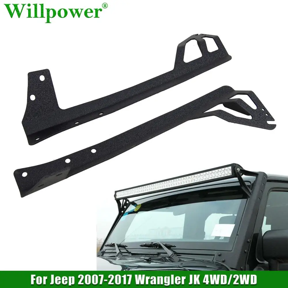 

Offroad 4WD Car Upper Windshield 52" LED Light Bar Mounting Brackets For Jeep Wrangler JK 2WD 4WD Unlimited 2007-2017