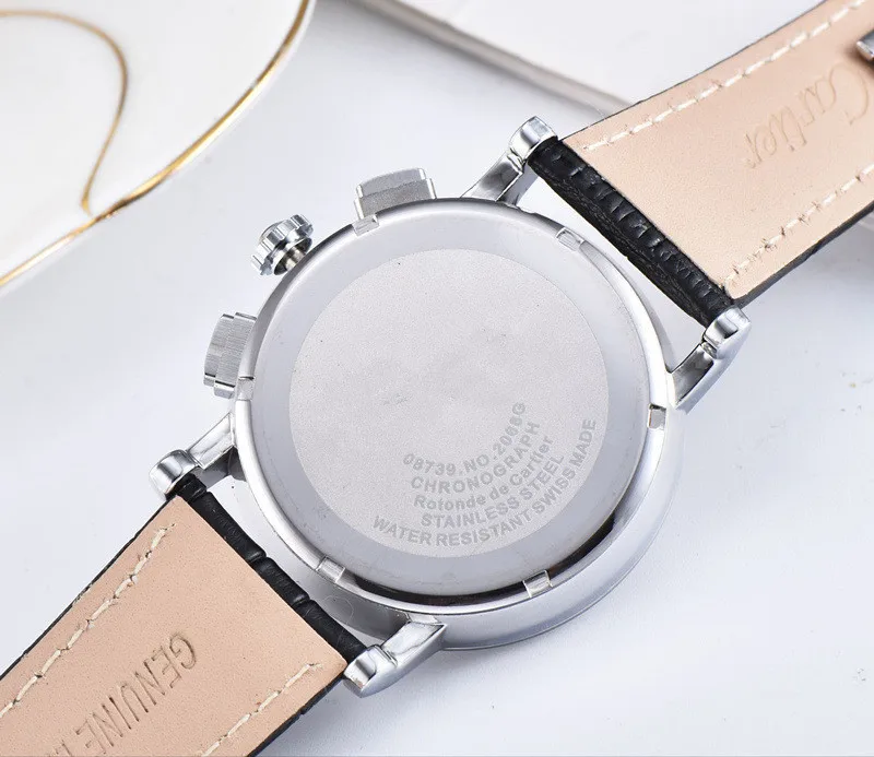 Роскошные мужские бизнес часы высокого качества 007 уникальный мужской подарок Топ бренд AAA кожа часы кварцевые часы