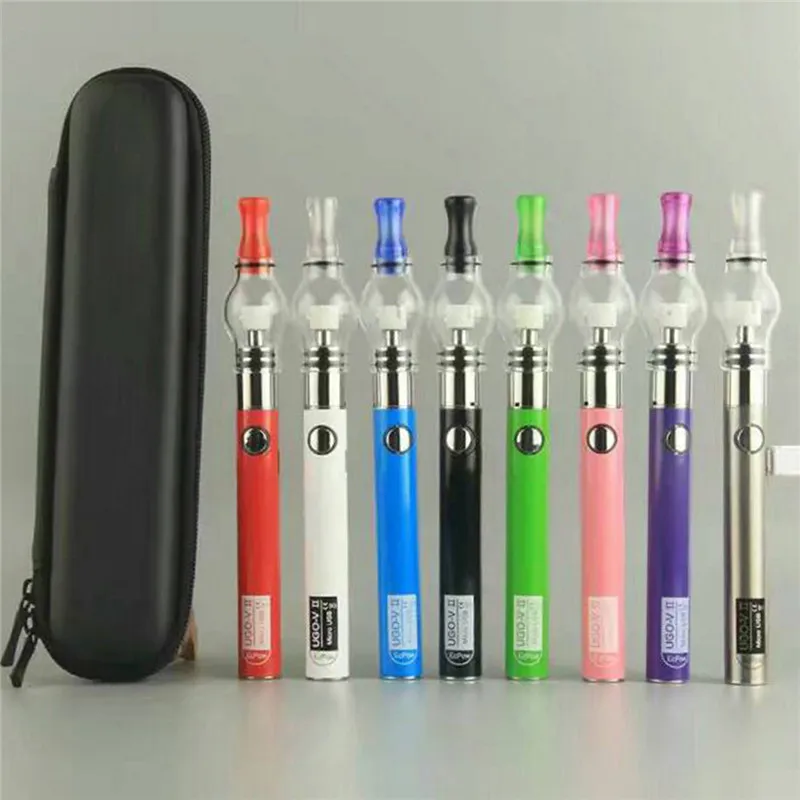 

UGO V II Electronic Cigarette Kit Battery 650/900mah Batter Box Mod Wax Globe Glass Atomizer Micro USB Charge Wax Pen Zipper Kit