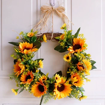 

Artificial Sunflower Wreath Flower Garland Wall Birthday Party Decorations Wedding Engagement Anniversary