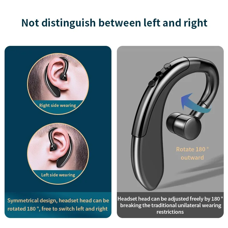 New Wireless Bluetooth Earphone Business Headsets with Mic Handsfree call Ear hook Earphones For iPhone Android IOS