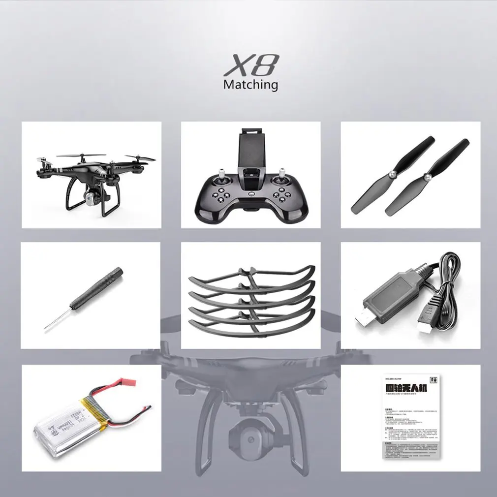 X8 2.4G 720P Camera 22 Mins Flight Time Altitude Hold 3D Flip Headless Mode Built in 6-axis Gyroscope RC Drone Quadcopter