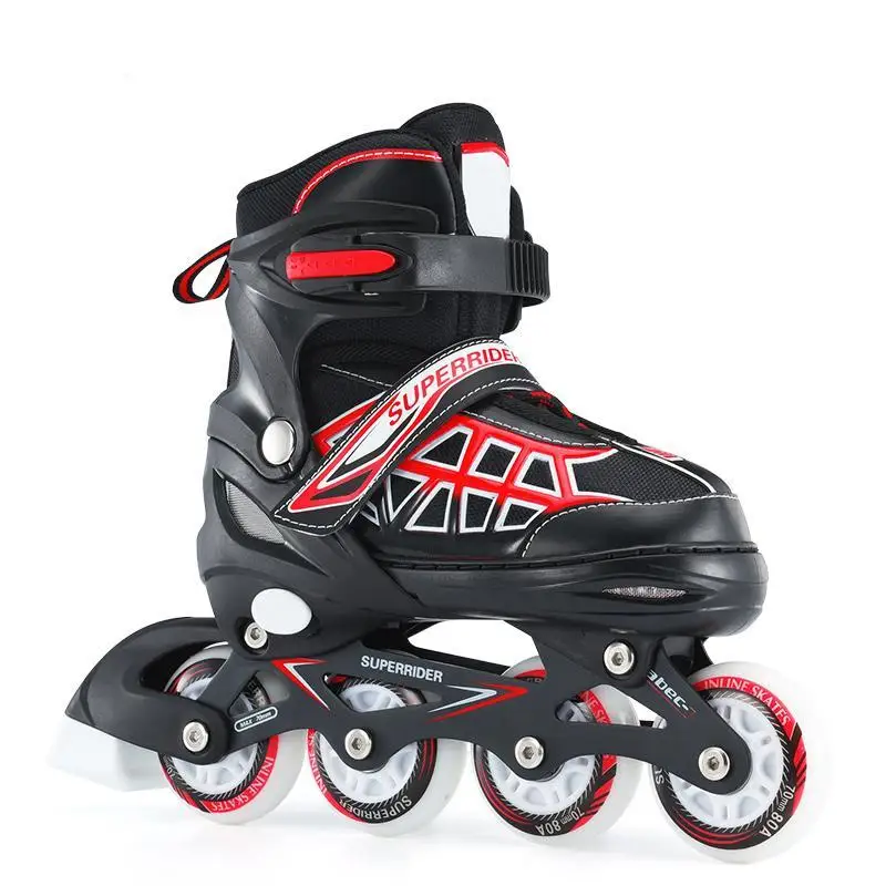 

Unisex Casual Fastening Tape Closure Single PU TPR Row Red, Blue 8 Wheel Roller Skates Patchwork