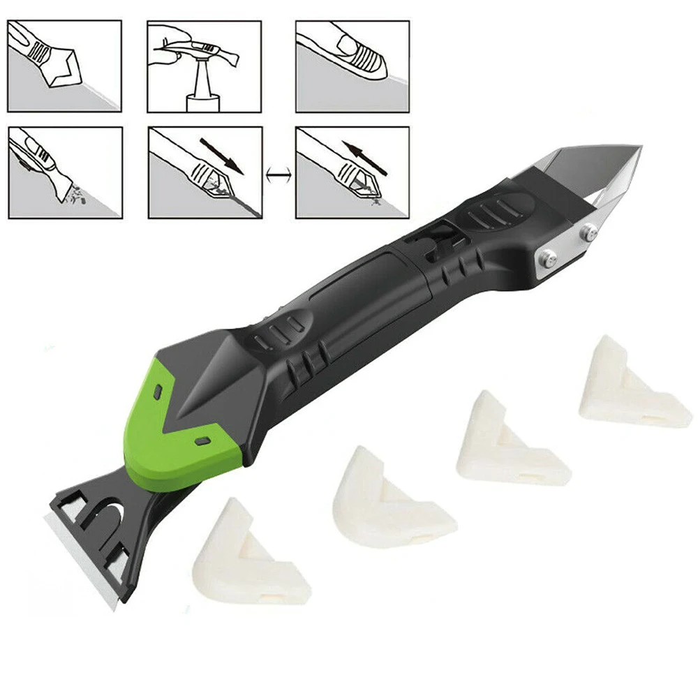 

5-In-1 Silicone Remover Caulk Finisher Sealant Smooth Scraper Grout Tool Grout Caulk Kit Set Cleaning Blade Remover Tool