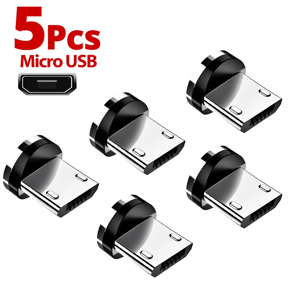 Magnetic Charging Adapter Cable Kit 5pcs Magnetic Tips Charging Cable Adapter Replacement Parts Mobile Phone Easy Operate Durable 360 Degree Rotation Converter