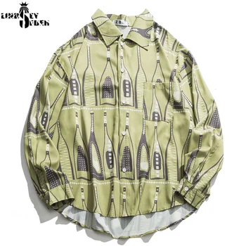

Lindsey Seader Shirts Men Champagne Green Printed Male Shirts Thin Cotton Full Sleeve Shirt Fashion Casual College Streetwear