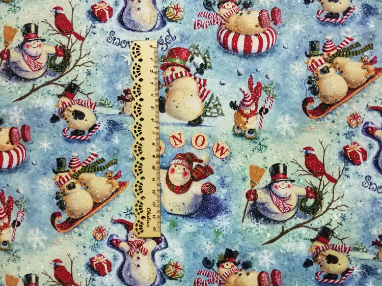 110 см ширина Рождество снежный Ангел снежинки печать синий хлопок ткань для детей рождественские украшения DIY-BK744