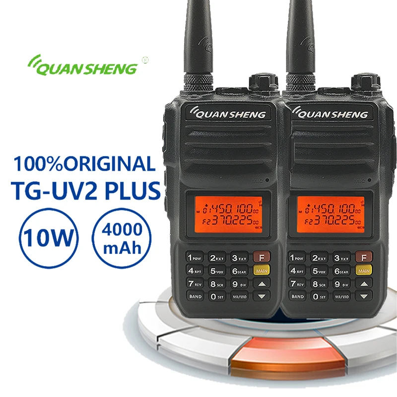 2 шт QuanSheng TG-UV2 Plus Walkie Talkie 10 км 10 Вт 4000 мАч радио Comunicador Ham Радио Walkie Talkie 50 км Portofoon радио сканер