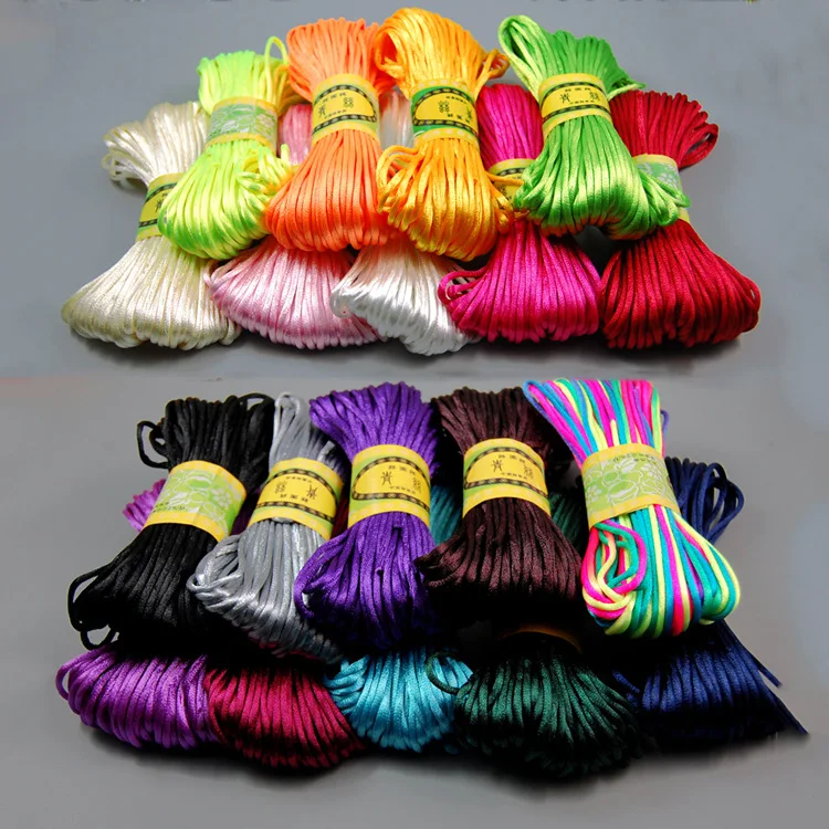 

2.5mm Polyester Soft Braided Cord For DIY Making Chinese Knot Jewelry Bracelet Necklace Satin Rattail Macrame Shamballa 20m