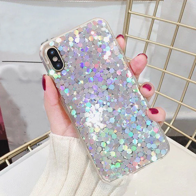 LLZ.COQUE чехол с блестками для IPhone 11 Pro X XR XS Max 8 7 6s 6 Plus Защитные Мягкие резиновые Стразы блестящая Обложка Capas для Apple