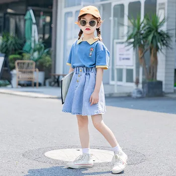

Children's wear girl's suit 2020 summer new style westernized short sleeve clothes, big children's leisure two piece set 6-22