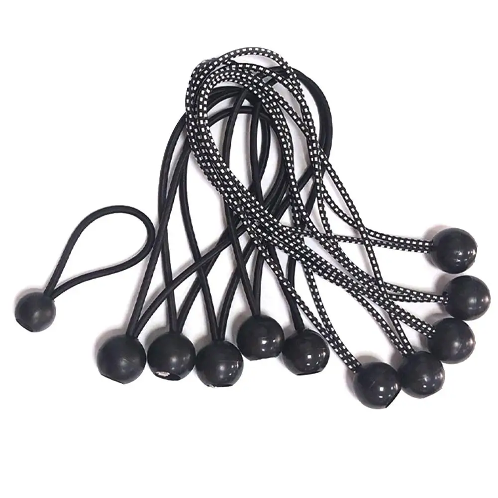 Black 25pcs/set Heavy Duty Ball Head Bungee Cord Tarp Canopy Tie Down Strap- Black camping hiking tent accessories