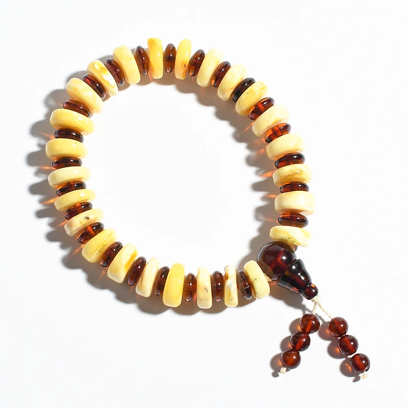 

Natural non-optimized amber beeswax bracelets flower cyber blood bordeaux abacus bead bracelets non-artificial explosions elasti