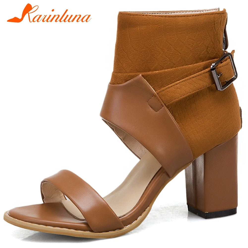 

KARINLUNA Hot Sale New Arrival Ladies 2020 High Block Heels Sandals INS Hot Gladiator Sandals Women Summer Elegant Shoes Woman
