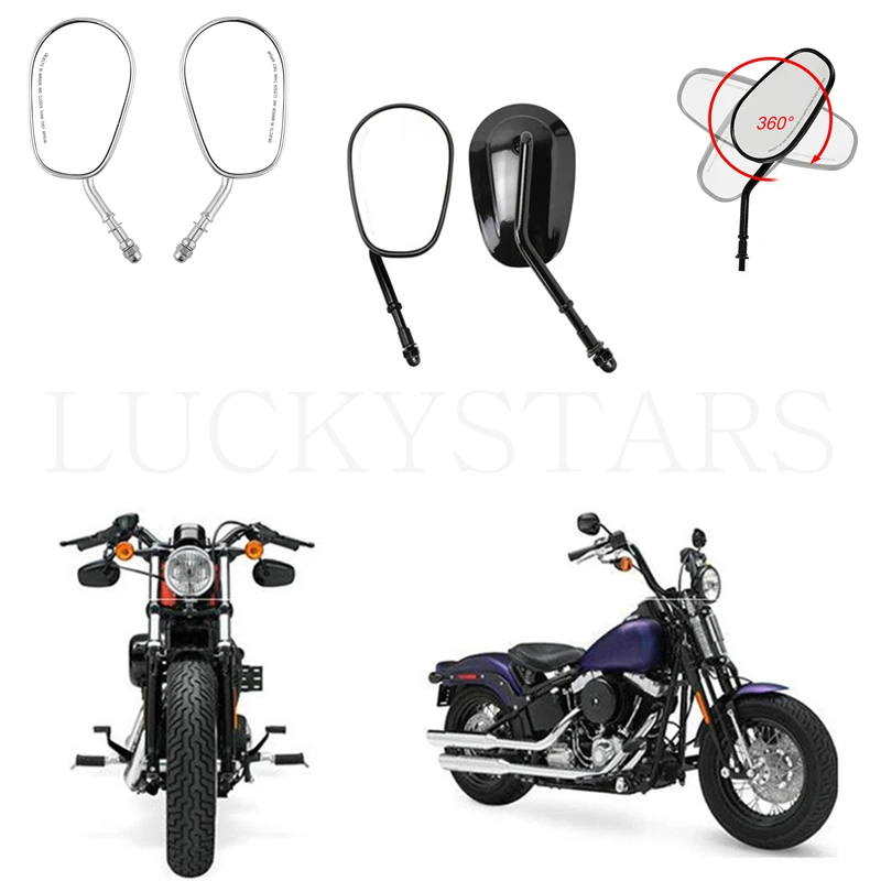 Specchietti Retrovisori Cromati Neri Specchietto Laterale Per Harley Xr1200 Xr1200X Night Rod V-Rod Street 750 Fat Boy Breakout Baggers