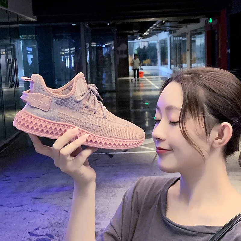 

Fly Weaver Shoes Students Running Korean-style Athletic Shoes Women's INS Summer And Autumn New Style 1 Balance Lace up Front Sh