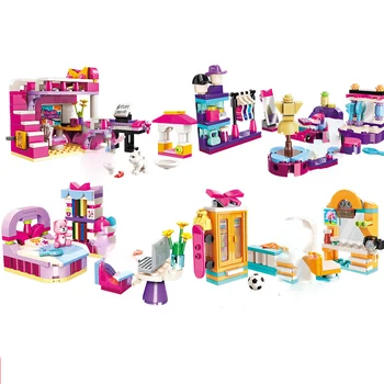 

Compatible lepinblocks Friends girls house Building Blocks Citys character bedroom room Figures Model set Toys for Children