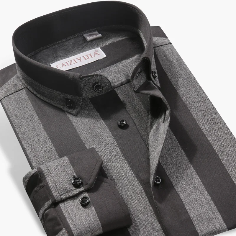Caiziyijia Новые Классические широкие в полоску удобные Camisa Masculina уличная мужская деловая шелковая рубашка с длинными рукавами