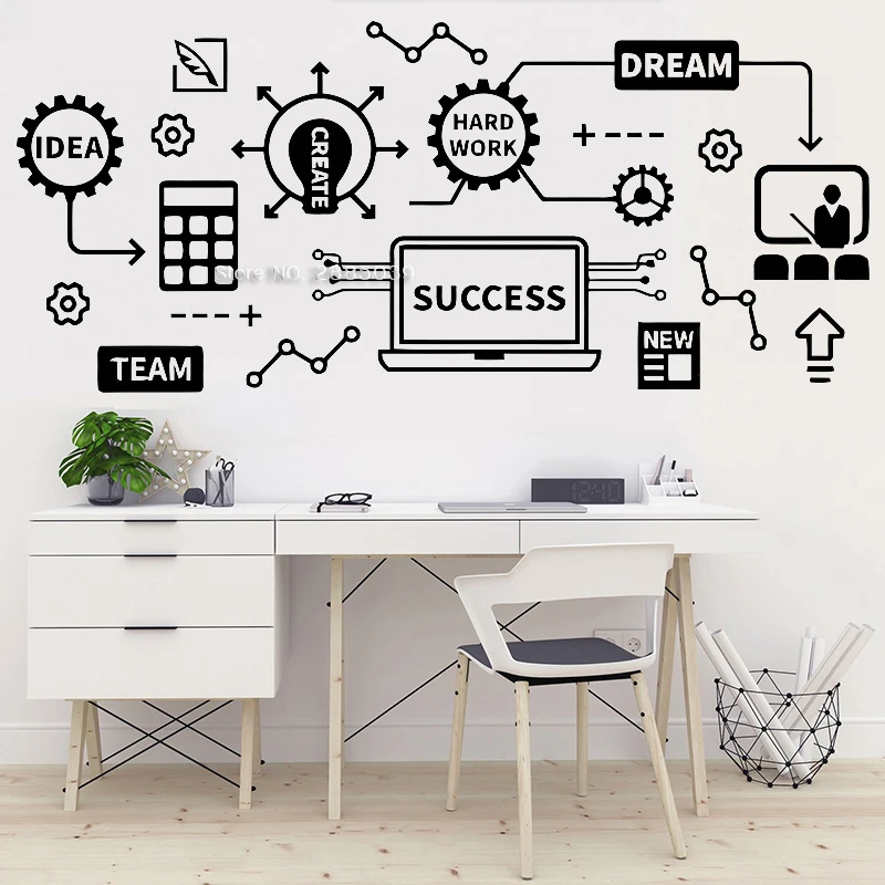 Идея совместной работы офиса DIY Декор Наклейки на стены Бизнес работник
