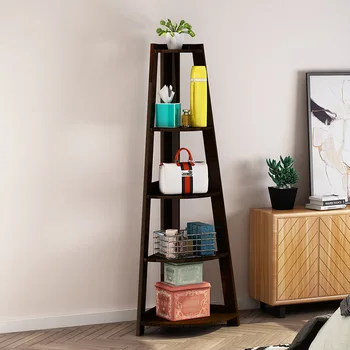 

Solid wood wall multi layer trapezoidal balcony simple mixed flower rack modern storage finishing racks Storage Holders Racks